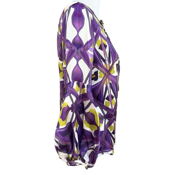 Silvia Tcherassi Borsani Blouse Purple Kaleidoscope Silk Top Shirt Size Small - Picture 7 of 9